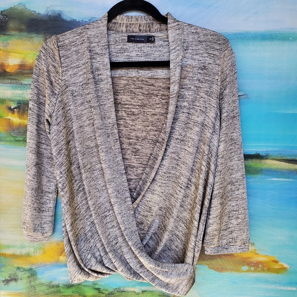 The Limited Faux Wrap Drape Front Top